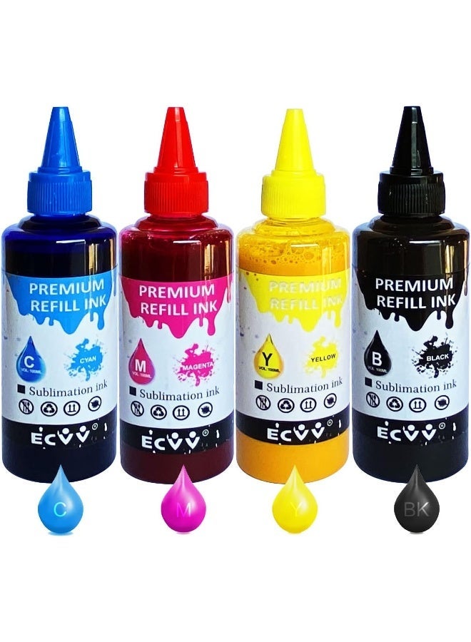 ECVV Sublimation Ink Refilled for Epson C88 C88+ WF7720 ET2720 WF7710 ET2650 ET2750 WF2750 WF3620 Printer(1Black 1Cyan 1Magenta 1Yellow,4-Pack) - Image 1