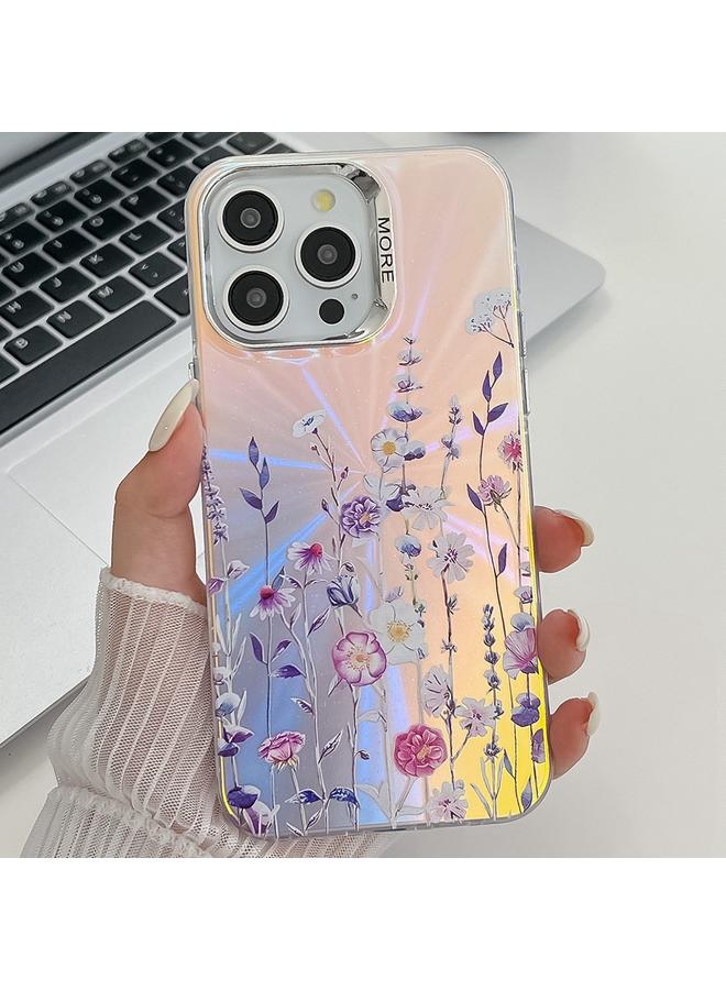Zaboon Case For iPhone 13 Pro Max Electroplating Laser Flower Texture TPU Phone Case - Image 1