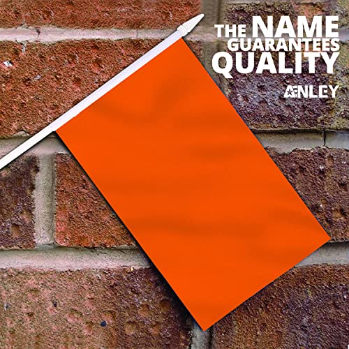 Anley Orange Mini Flag 12 Pack Hand Held Small Miniature Solid Orange Blank Flags on Stick Fade Resistant Vivid Colors 5x8 Inch with Solid Pole Spear Top - Image 3
