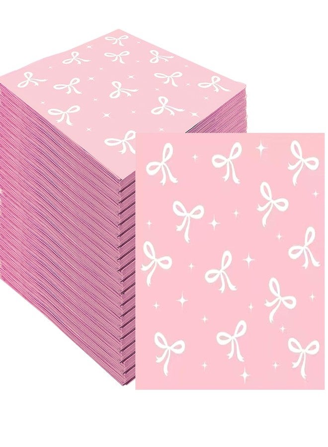 HSPAIDYP 50Pcs Pink Bow Napkins Conquette Birthday Decorations Napkins Pink Bow Dessert Napkins Bow Cocktail Napkins For Pink Bow Theme Bachelorette Bridal Baby Shower Bow Girl Birthday Party Decor (Pink) - Image 1
