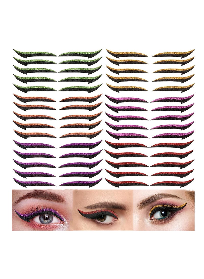 Excefore 30 Pairs Reusable Eyeliner and Eyelash Stickers, Glitter Eyeliner Stickers Makeup Double Eyelid Tape Reusable Self-Adhesive Eye Line Strip Sticker Instant Eye Makeup Tool Waterproof - Image 1