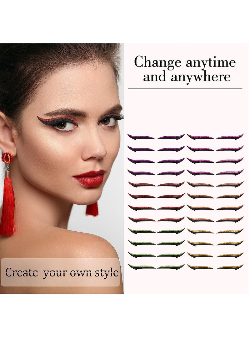 Excefore 30 Pairs Reusable Eyeliner and Eyelash Stickers, Glitter Eyeliner Stickers Makeup Double Eyelid Tape Reusable Self-Adhesive Eye Line Strip Sticker Instant Eye Makeup Tool Waterproof - Image 4