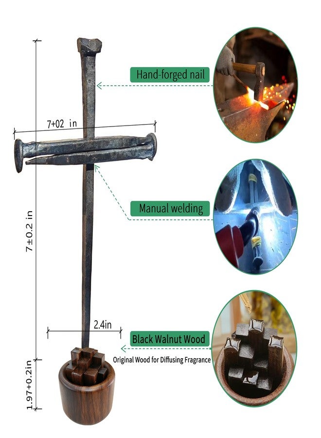 LeMeeOly Jesus Christ Crucifixion Nail Metal Cross Wooden Base, Baptism & Religious Gifts for Men Women,Christian Home Decor (Aroma Diffuser Wood) - Image 4