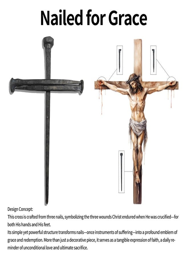 LeMeeOly Jesus Christ Crucifixion Nail Metal Cross Wooden Base, Baptism & Religious Gifts for Men Women,Christian Home Decor (Aroma Diffuser Wood) - Image 3