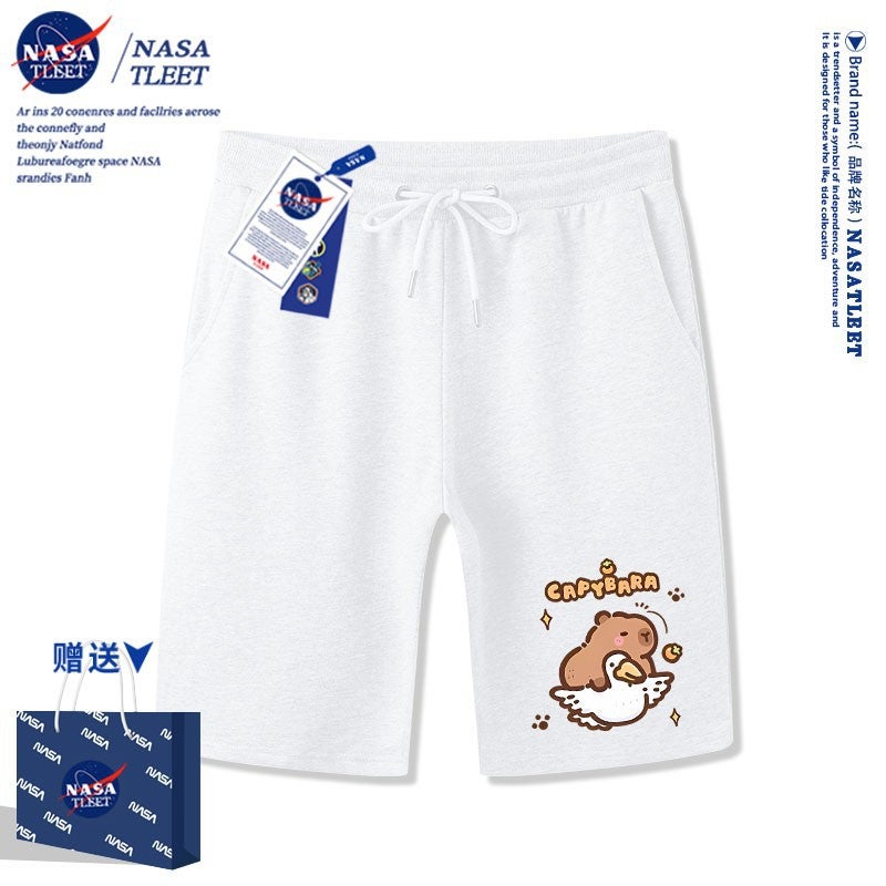 Nasa Joint Cartoon Cotton Short-Sleeved New All-Match Cabibala Crewneck T-Shirt Cute Capybara Printed Top - Image 1