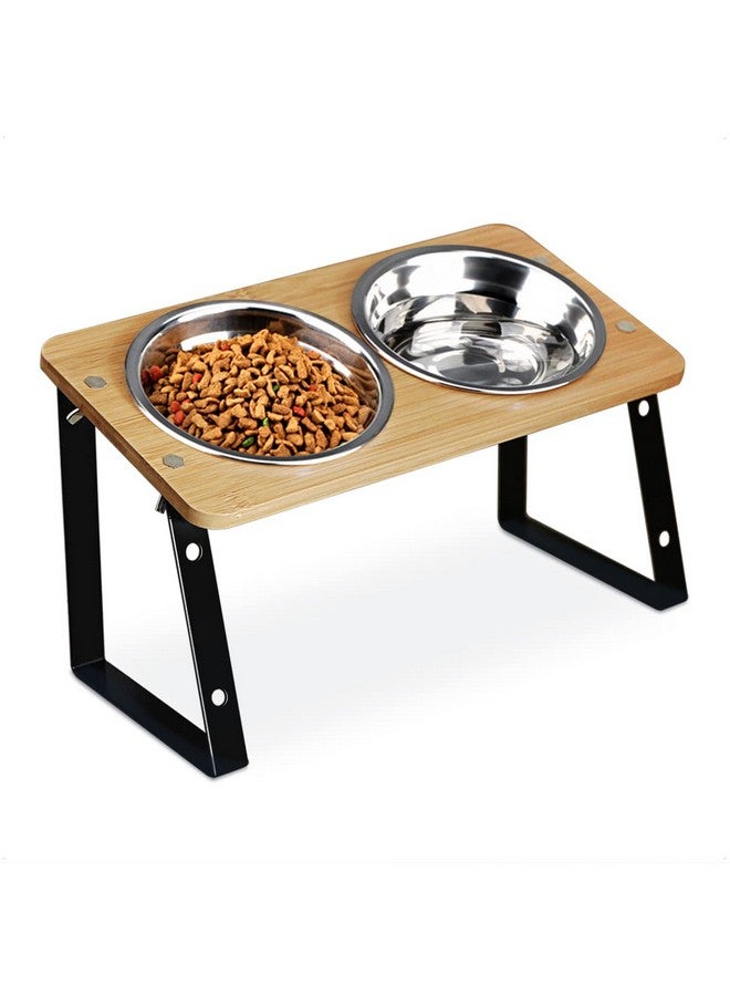 AYADA Elevated Cat Bowls, Height Adjustable Raised With Stand Lifted Ergonomic Anti Vomiting Non Slip Slanted Tilted Double Bowls Food Water Stainless Steel - Image 1