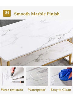 NKX White Marble finish Top 2 Tier Modern Living Room Home Sofa Table  - Image 4