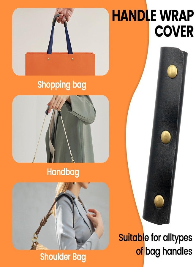Mcredy Luggage Handle Wrap 4 Pcs Black Soft Handbag Handle Leather Wrap Cover with Metal Clasp for Purse Tote Bag Suitcase - Image 3