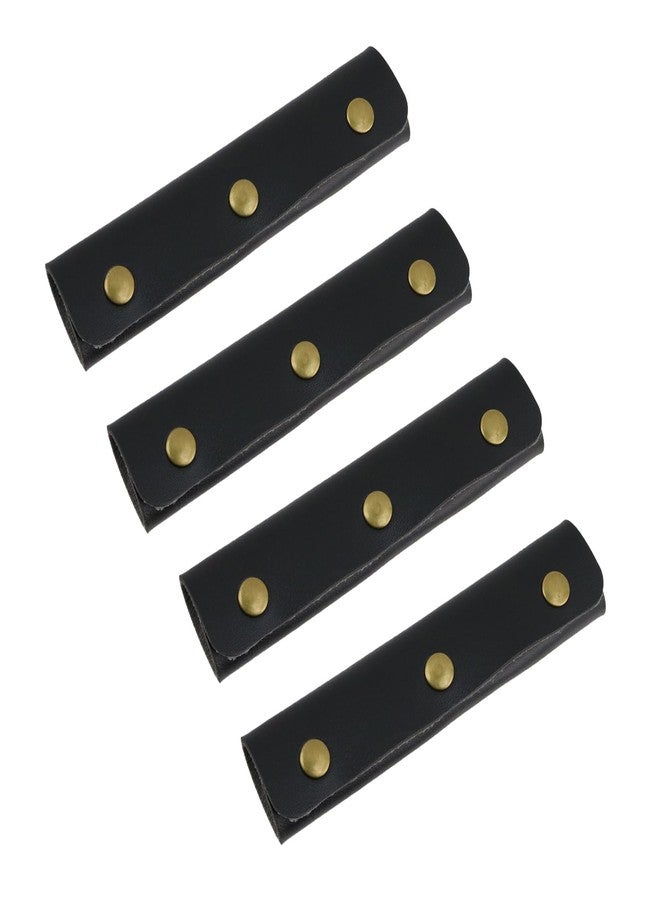 Mcredy Luggage Handle Wrap 4 Pcs Black Soft Handbag Handle Leather Wrap Cover with Metal Clasp for Purse Tote Bag Suitcase - Image 1