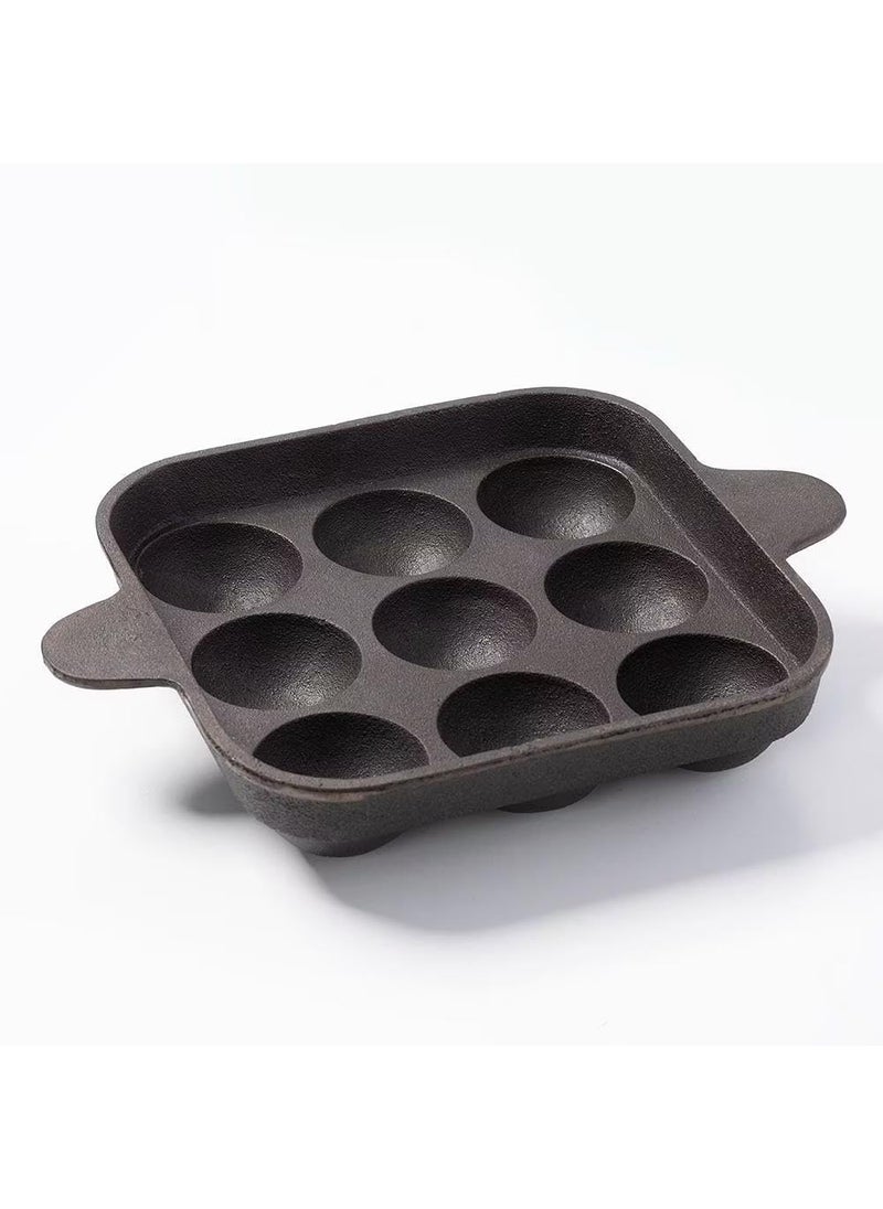 Wakefit - Wakefit Appe Maker | 9 Cavities, 10 Inches | Pre-Seasoned Paniyaram Pan, Appam Maker, Appe Pan, Appam Pan, Appe Pan Cast Iron, Appe Maker Cast Iron, Appe Stand, Cast Iron Paniyaram Pan (Glitz) - Image 1