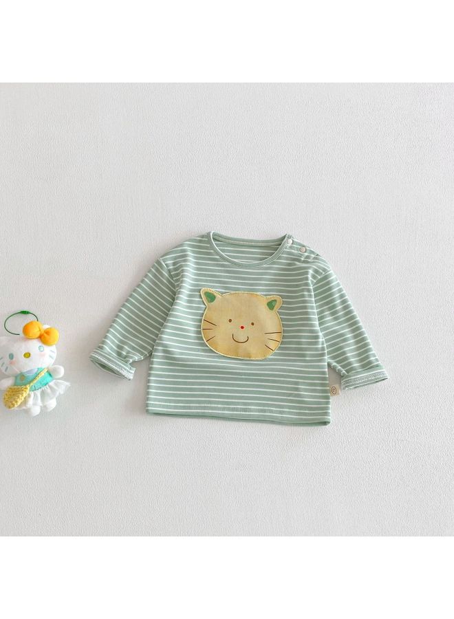 【no Returns Or Exchanges】baby Patch Cartoon T-shirt 2026 New Spring Boys Letter Stripe Base Shirt Trendy