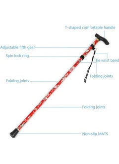 Generic Old man folding cane crutch, aluminum alloy telescopic cane five-section cane, non-slip cane hiking pole  - Image 3