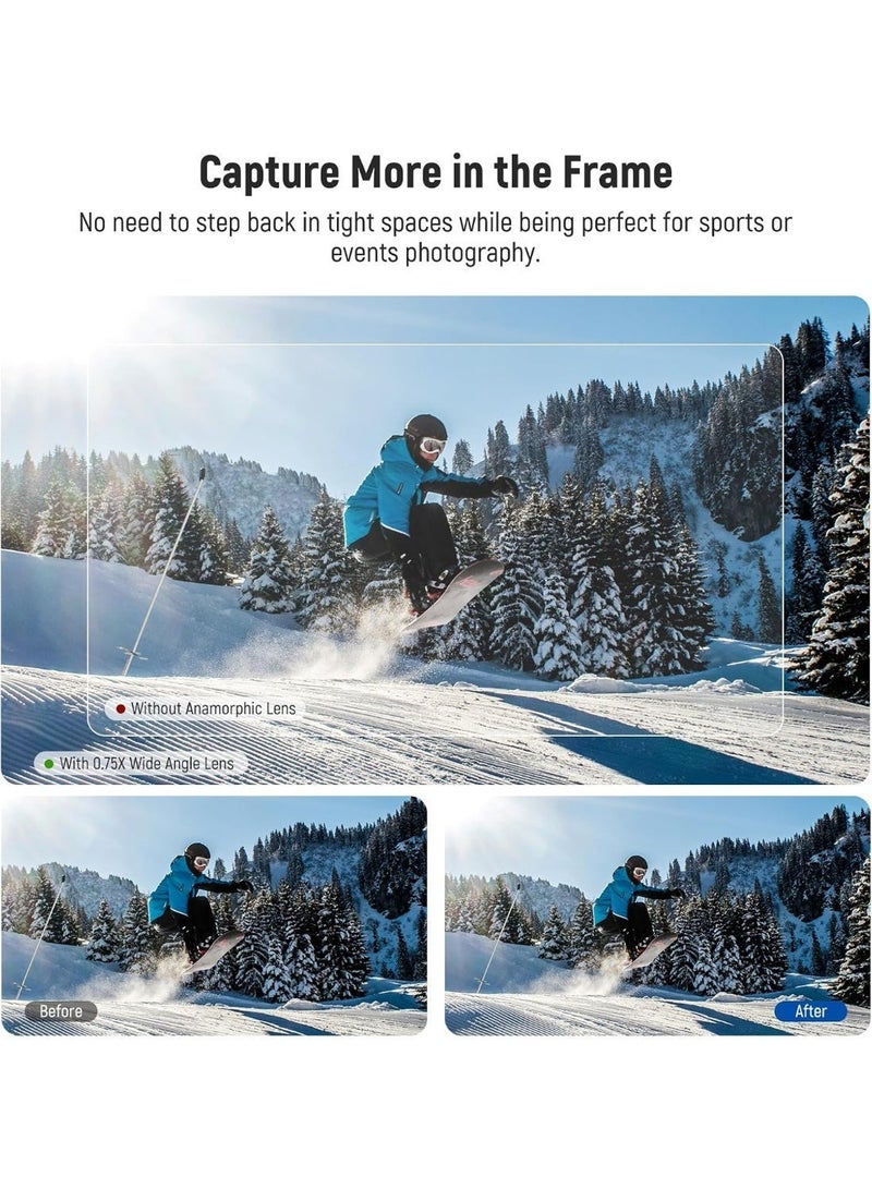 Neewer 0.75X Wide Angle Len Compatible with DJI OSMO Pocket 4 Pocket 3 Creator Combo Accessories, Expanded FOV of 108°, Magnetic Coated Aspherical Action Camera Lens 0.75X Wide Angle Len - Image 4