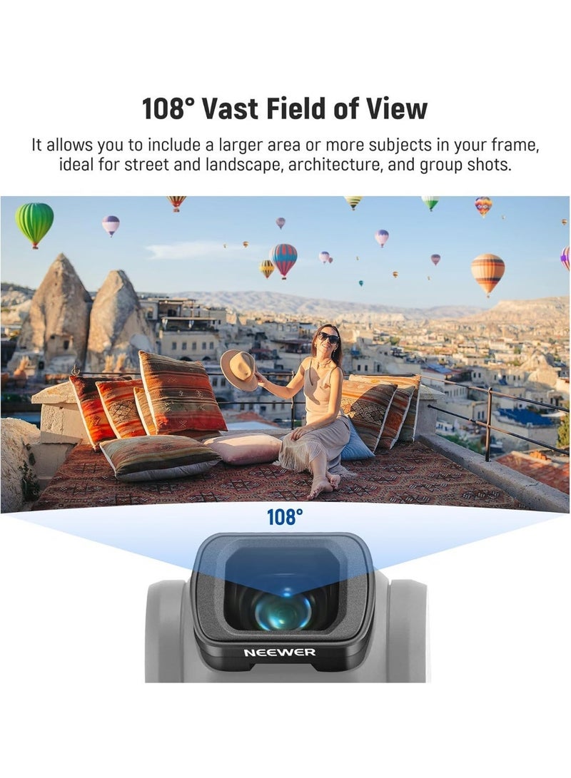Neewer 0.75X Wide Angle Len Compatible with DJI OSMO Pocket 4 Pocket 3 Creator Combo Accessories, Expanded FOV of 108°, Magnetic Coated Aspherical Action Camera Lens 0.75X Wide Angle Len - Image 3