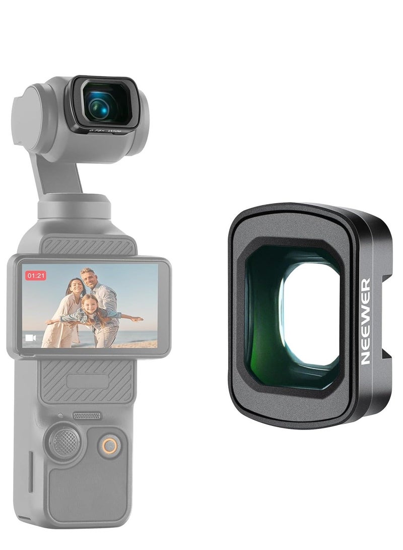 Neewer 0.75X Wide Angle Len Compatible with DJI OSMO Pocket 4 Pocket 3 Creator Combo Accessories, Expanded FOV of 108°, Magnetic Coated Aspherical Action Camera Lens 0.75X Wide Angle Len - Image 1