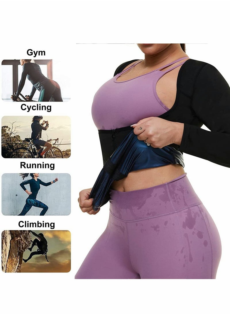 KASTWAVE - Sauna Suit for Women Sweat Body Shaper Jacket Hot Waist Trainer Long Sleeve Zipper Shirt Workout Top - XL - Image 1