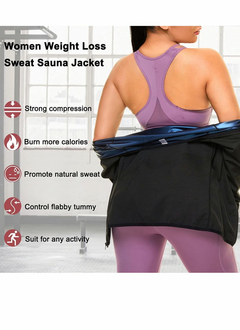 KASTWAVE - Sauna Suit for Women Sweat Body Shaper Jacket Hot Waist Trainer Long Sleeve Zipper Shirt Workout Top - XL - Image 1