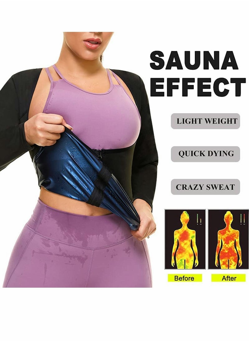 KASTWAVE - Sauna Suit for Women Sweat Body Shaper Jacket Hot Waist Trainer Long Sleeve Zipper Shirt Workout Top - XL - Image 1