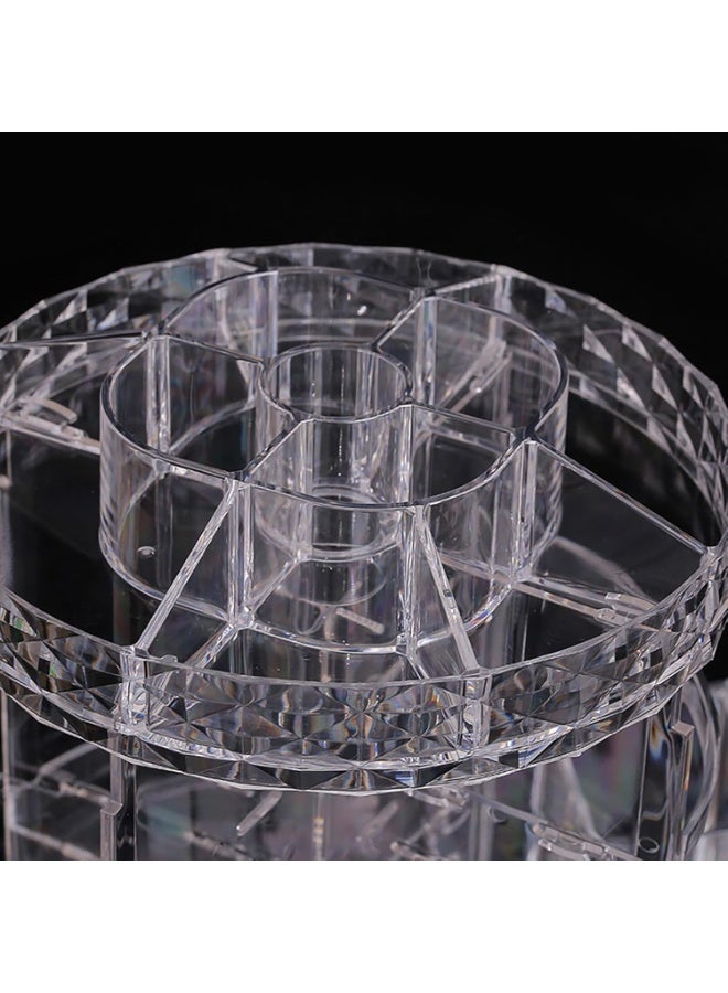 DubaiGallery L-Shaped Rotating Makeup Storage Box Dressing Table Lipstick Skin Care Products 360 Rotating Diamond Pattern Desktop Storage Box - Image 3