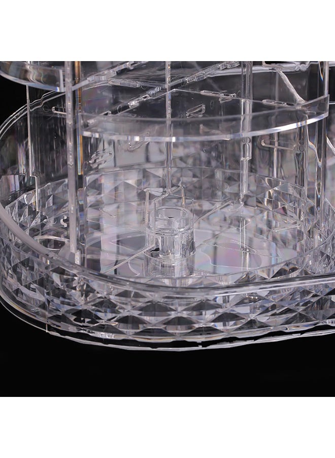 DubaiGallery L-Shaped Rotating Makeup Storage Box Dressing Table Lipstick Skin Care Products 360 Rotating Diamond Pattern Desktop Storage Box - Image 2