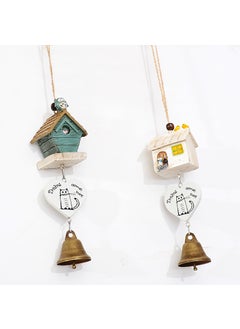Generic Colorful Box Windmill Wood House Wind Chimes Decor Gift Vintage house wind chimes 