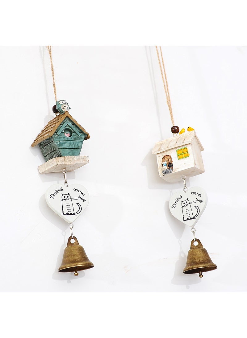 Generic Colorful Box Windmill Wood House Wind Chimes Decor Gift Vintage house wind chimes 