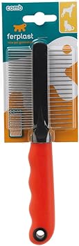 Ferplast 2in1 Comb for Dogs and Cats Medium and Long Hair Rounded Chrome Teeth NonSlip Handle - Image 2