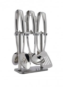 Squalo 6-Piece Serving and Cooking Tool Set with Stand Silver  - Image 2