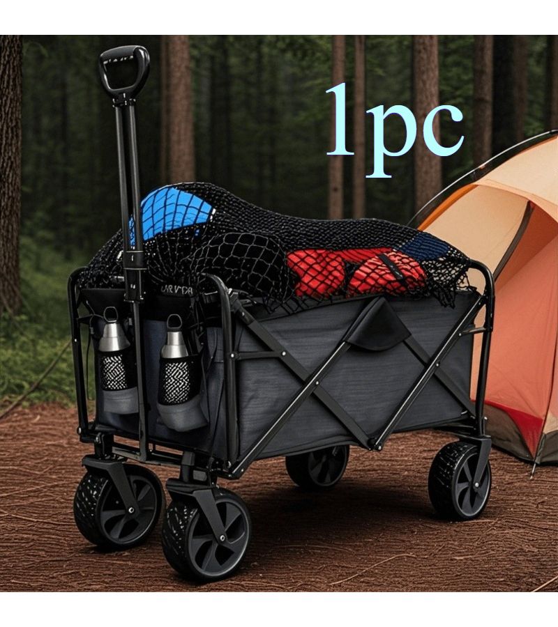 1pc Black Heavy Duty Collapsible Nylon Cargo Net for Garden Wheelbarrows Carts Beach Buggies UTVs Trailers All Weather - Image 1