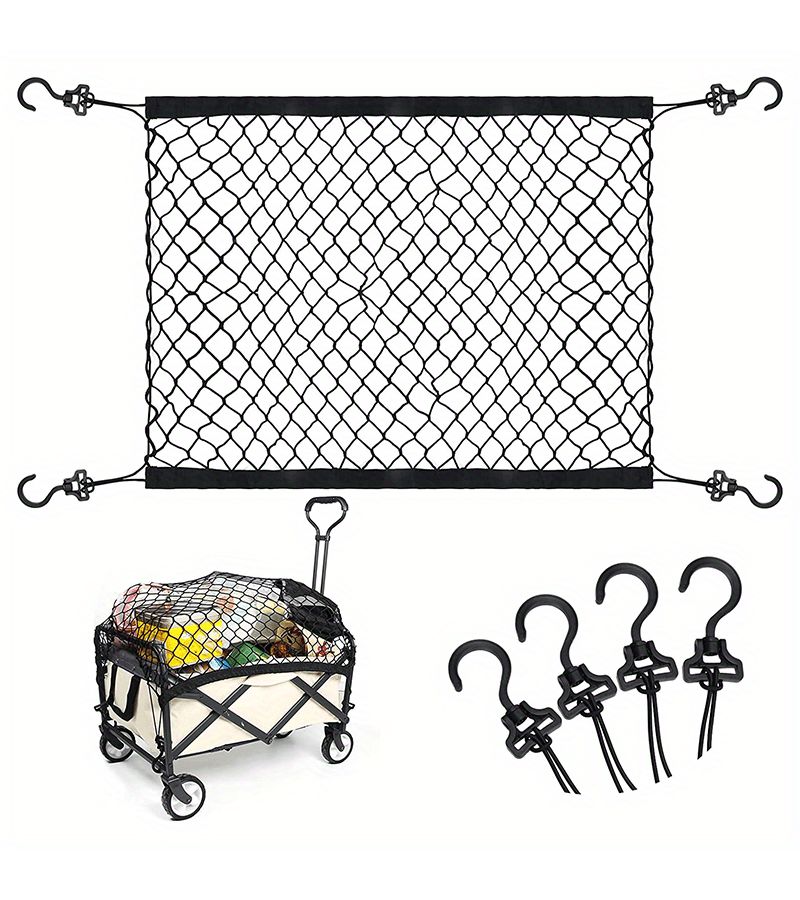 1pc Black Heavy Duty Collapsible Nylon Cargo Net for Garden Wheelbarrows Carts Beach Buggies UTVs Trailers All Weather - Image 2