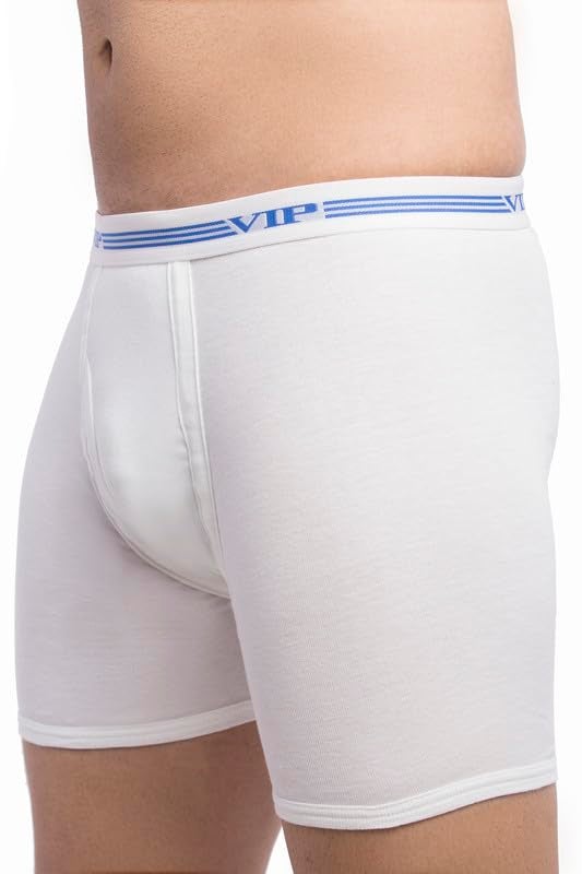 VIP Men's Advanta Solid White 100% Cotton Rib Trunks | Stretchable Soft Elasticized Waistband | Pack of 2 - Image 3