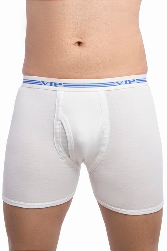 VIP Men's Advanta Solid White 100% Cotton Rib Trunks | Stretchable Soft Elasticized Waistband | Pack of 2 - Image 2