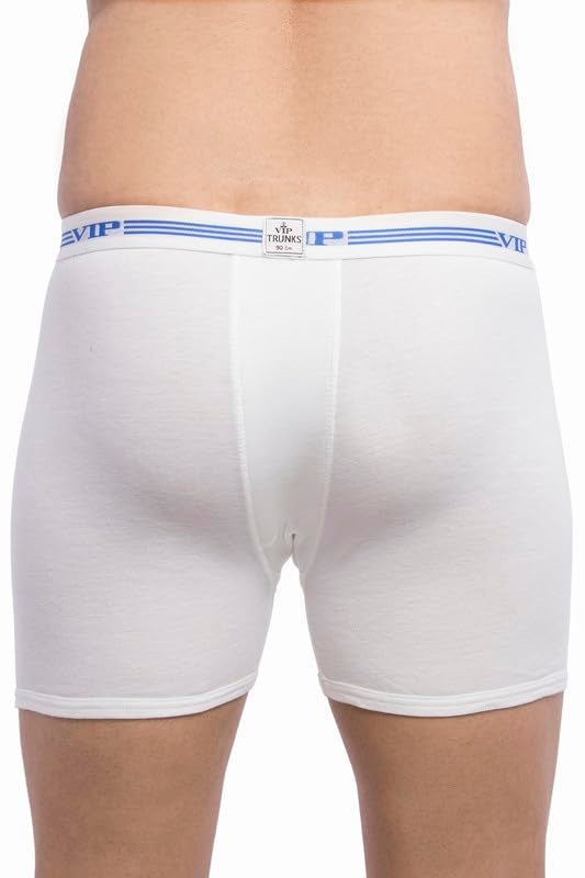 VIP Men's Advanta Solid White 100% Cotton Rib Trunks | Stretchable Soft Elasticized Waistband | Pack of 2 - Image 4