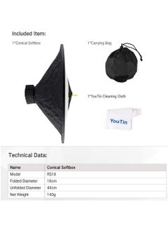 SYOSI Camera Flash Bounce Diffuser Light Softbox, for All speedlight Photography Conical Softbox RS18 17"x 7"  - Image 4