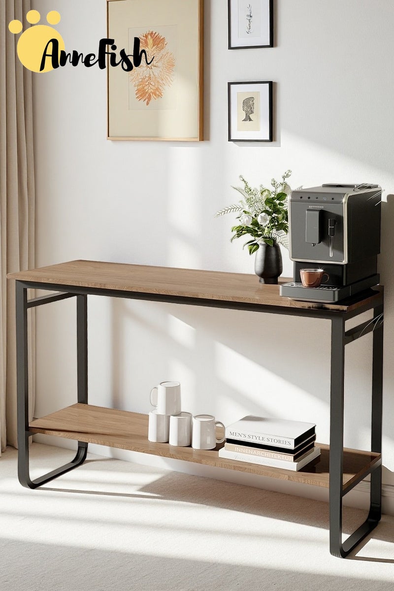 AnneFish 120*40*80cm Console Table 2 Tier Simple Sofa Table Home Coffee Corner Display Entryway Table for Couch Hallway Entrance Living Room - Image 1