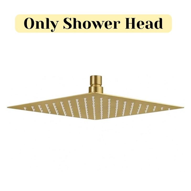 ZAP 3446 Gold Stainless Steel 8-Inch Overhead Rain Shower Head | 360° Rotation | Air Injection Technology | Touch-Clean Silicone Nozzles | Rust-Free Finish | Shower Head Only - Image 2