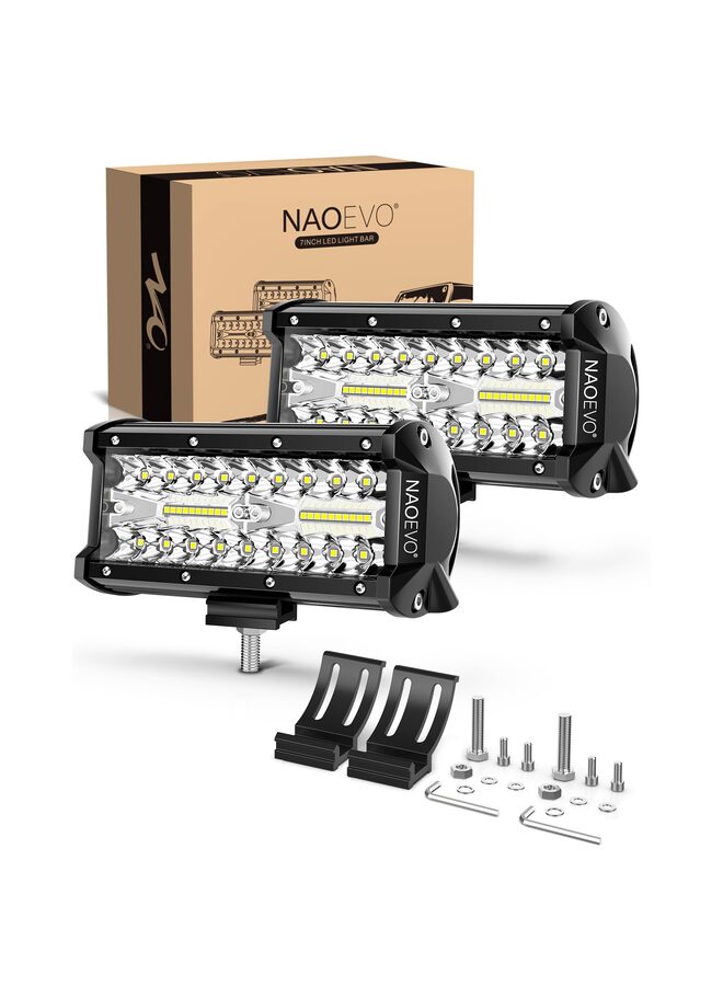 2PCS 7inch LED Light Bar, 240W 24,000LM Offroad Fog Light Driving Lights LED Pods with Spot Flood Combo Beam, Water-proof Led Work Lights for UTV ATV Jeep Truck Boat - Image 1