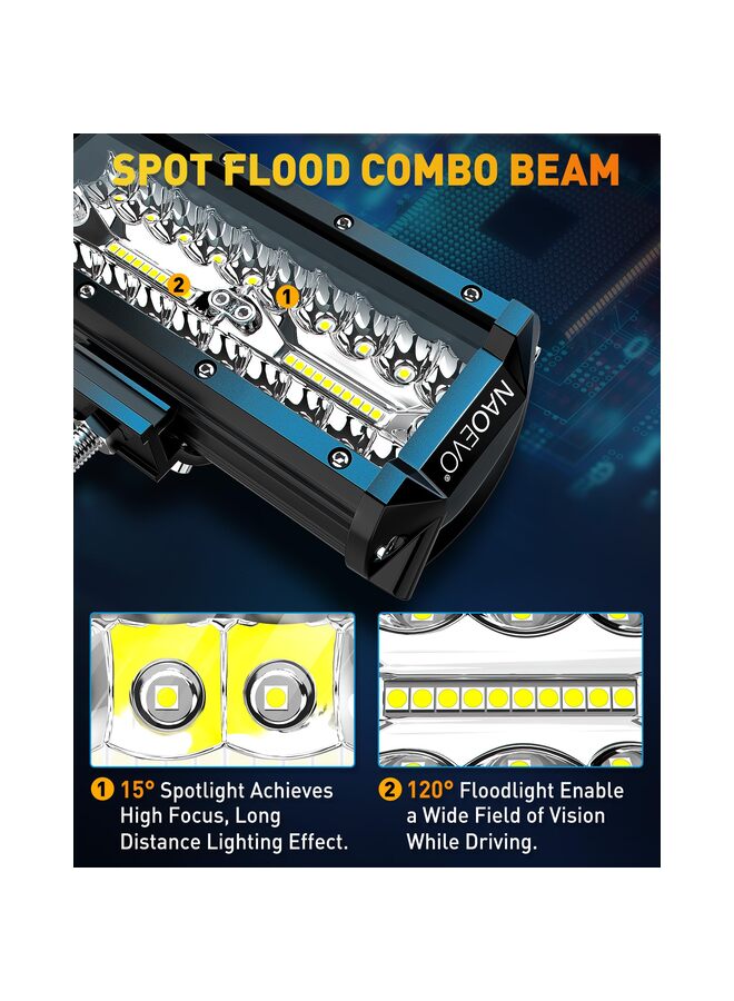 2PCS 7inch LED Light Bar, 240W 24,000LM Offroad Fog Light Driving Lights LED Pods with Spot Flood Combo Beam, Water-proof Led Work Lights for UTV ATV Jeep Truck Boat - Image 4