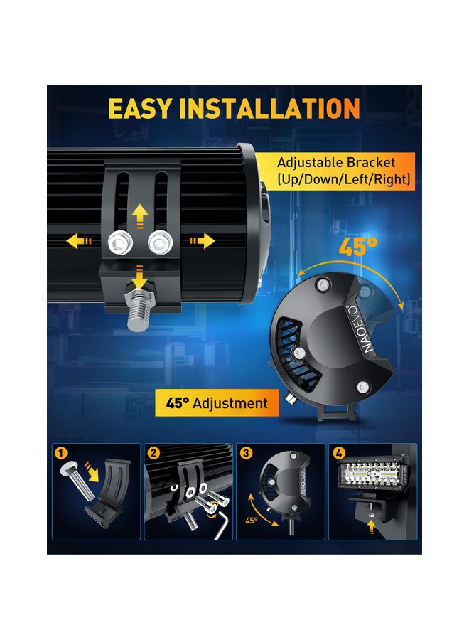 2PCS 7inch LED Light Bar, 240W 24,000LM Offroad Fog Light Driving Lights LED Pods with Spot Flood Combo Beam, Water-proof Led Work Lights for UTV ATV Jeep Truck Boat - Image 5