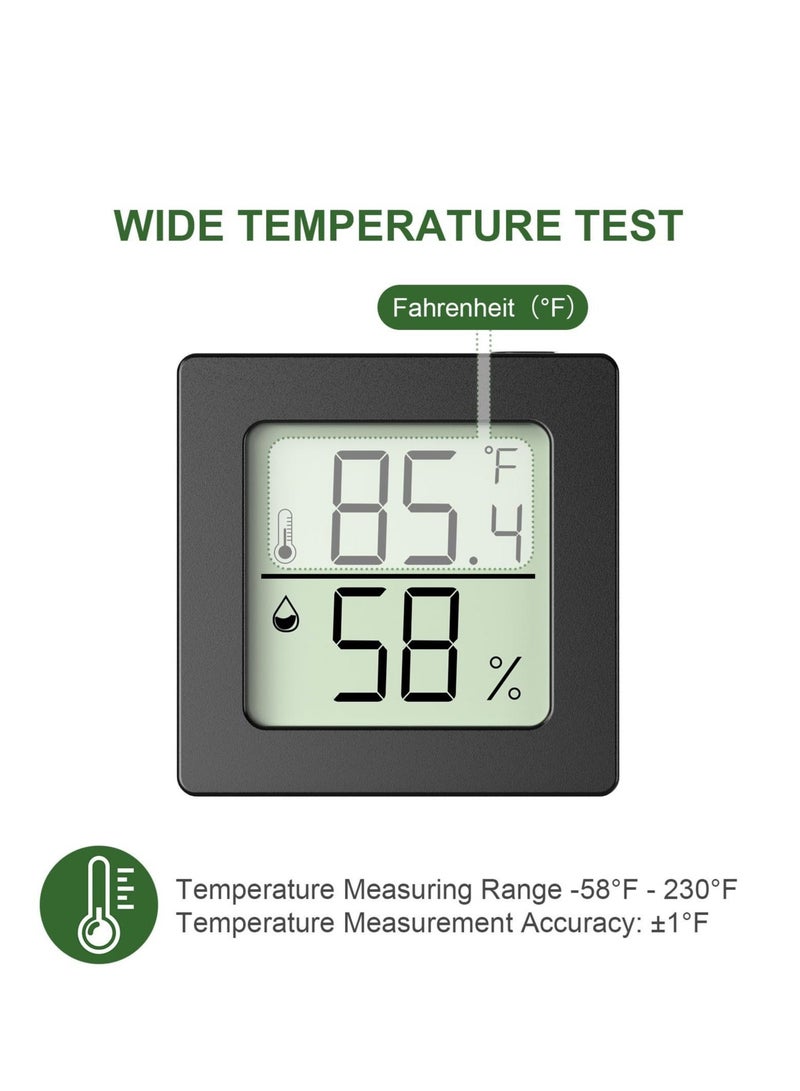 Captaintech Digital Hygrometer, Thermometer,  2 Pcs Room Thermometer, Indoor Thermometer Humidity, Mini Hygrometer Thermometer, with Temperature and Humidity Monitor, for Greenhouse Cellar (Black) - Image 3