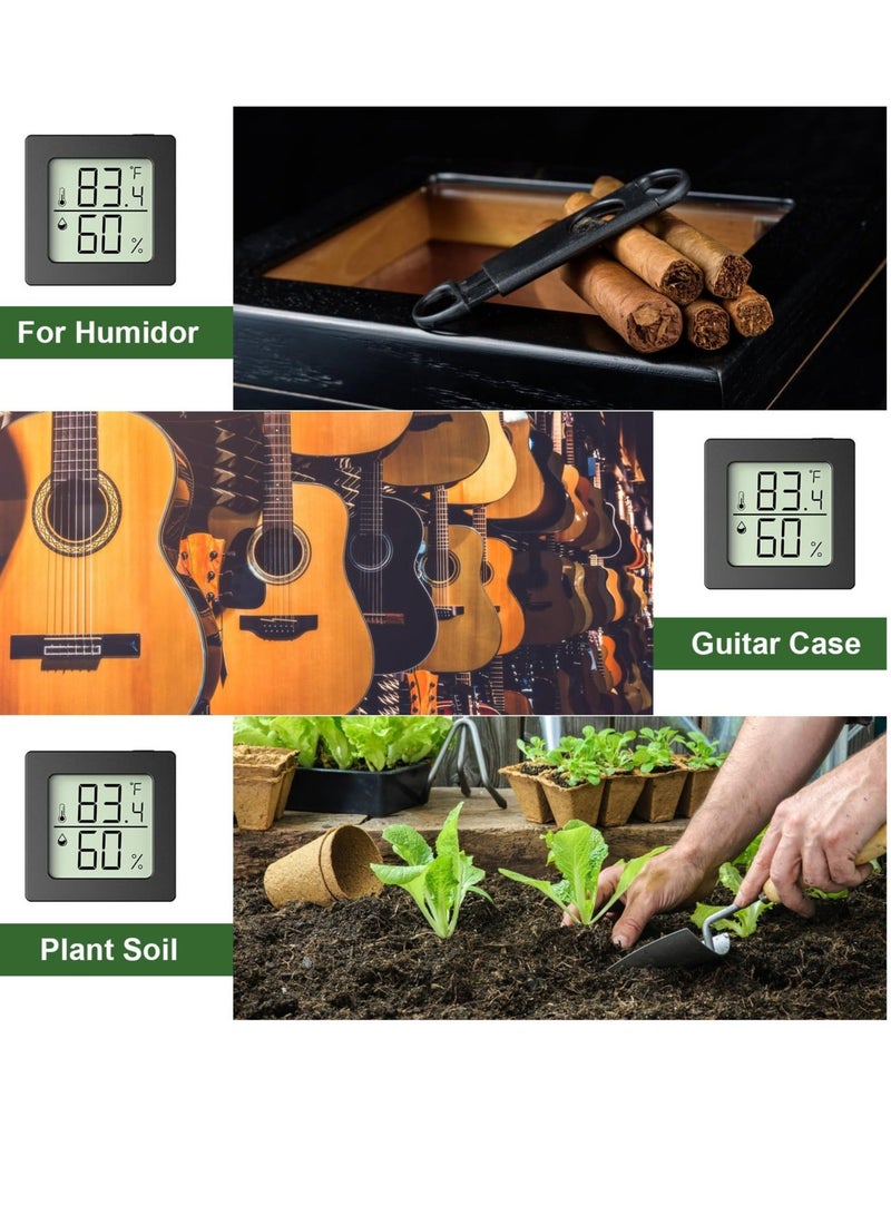 Captaintech Digital Hygrometer, Thermometer,  2 Pcs Room Thermometer, Indoor Thermometer Humidity, Mini Hygrometer Thermometer, with Temperature and Humidity Monitor, for Greenhouse Cellar (Black) - Image 4