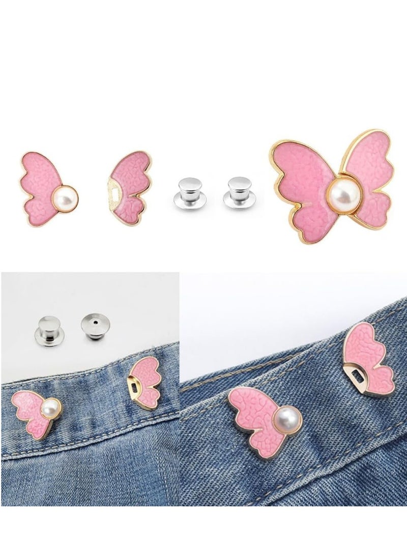SYOSI Waistband Tightener, 8 Pcs Cute Butterfly Button Pins – Detachable & Adjustable Waist Tighteners for Loose Jeans,  No Nails, No Fuss, No Sewing Required, Pants Clips for Waist (4 Colors) - Image 3