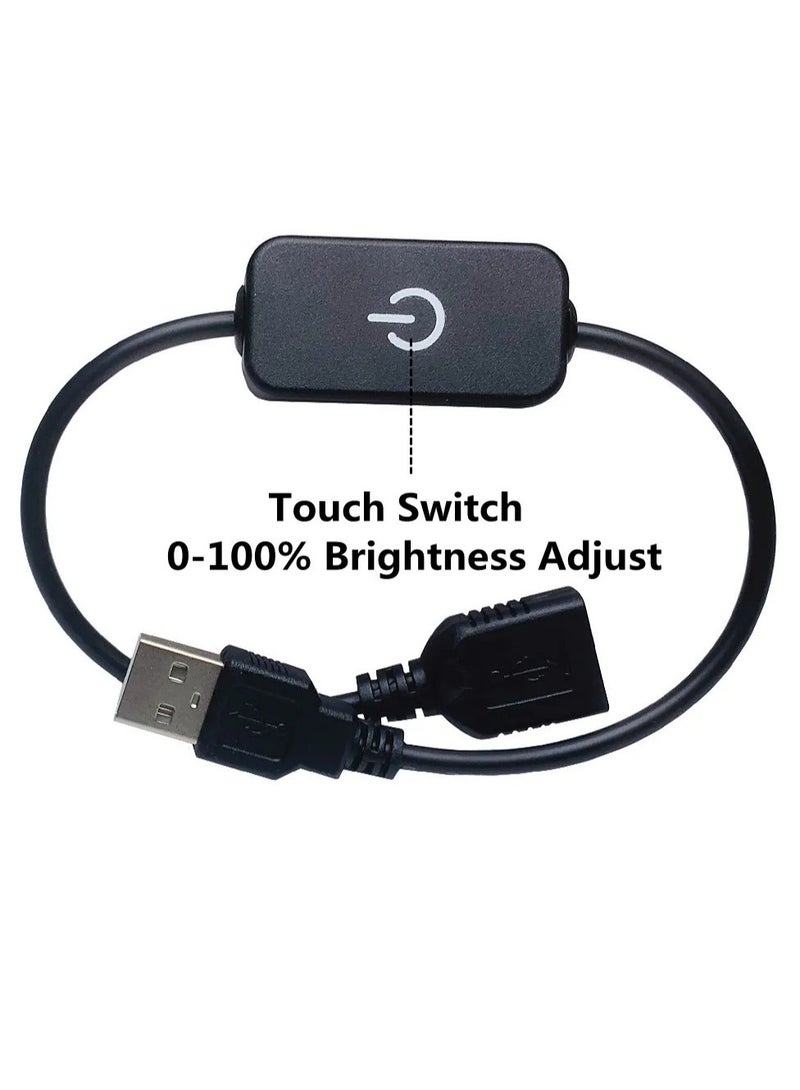 LED Strip Light Dimmer Switch, Brightness Adjust Switch Controller Connector, Usb Female To Male Extension Cord With Touch Switch Controller For Led Strips Lights, (Usb Touch White) - Image 2