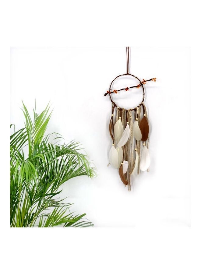 NIBEMINENT Decorative Feather Dream Catcher Brown/White 55cm - Image 1