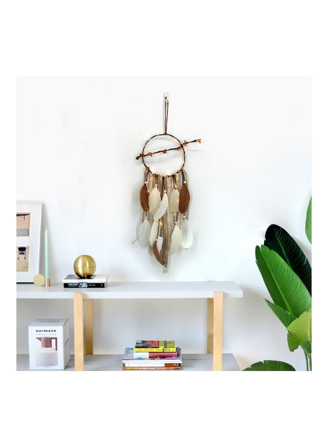 NIBEMINENT Decorative Feather Dream Catcher Brown/White 55cm - Image 3