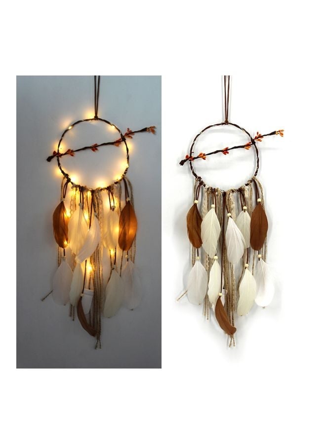 NIBEMINENT Decorative Feather Dream Catcher Brown/White 55cm - Image 2