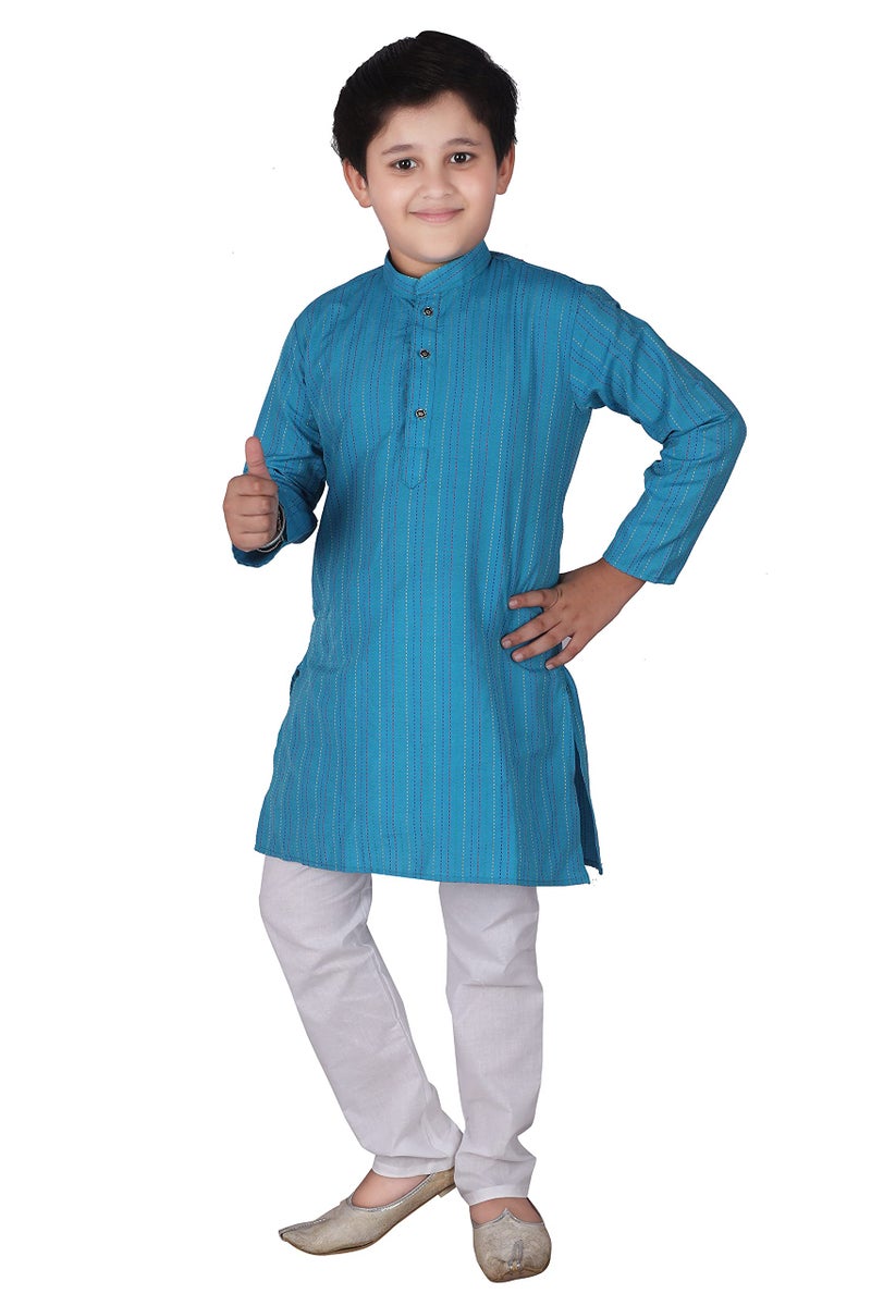 Pro-Ethic Style Developer Boy Cotton Kurta Pajama For Boys Pack Of 1 (S-136), (Firozi, 6-7 Years) - Image 1