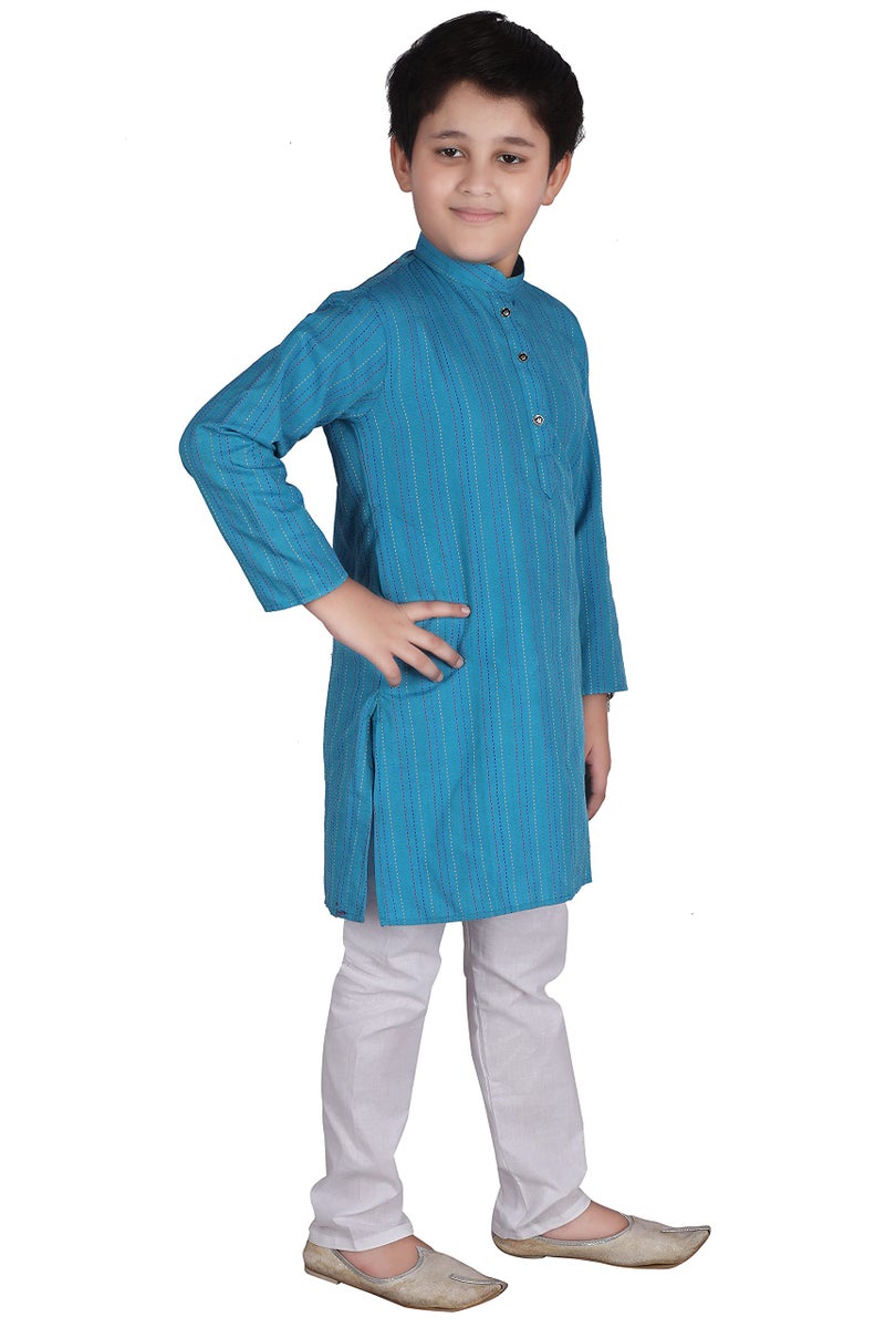 Pro-Ethic Style Developer Boy Cotton Kurta Pajama For Boys Pack Of 1 (S-136), (Firozi, 6-7 Years) - Image 4