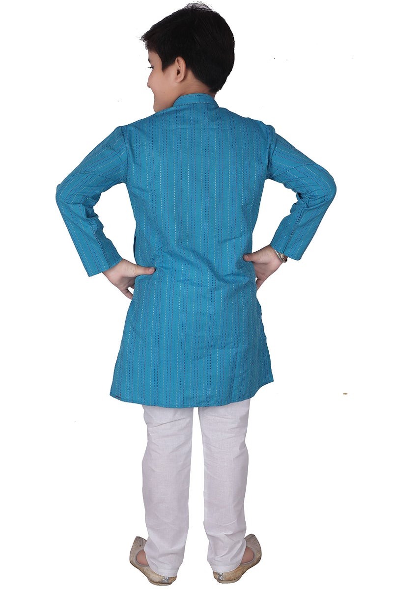 Pro-Ethic Style Developer Boy Cotton Kurta Pajama For Boys Pack Of 1 (S-136), (Firozi, 6-7 Years) - Image 3