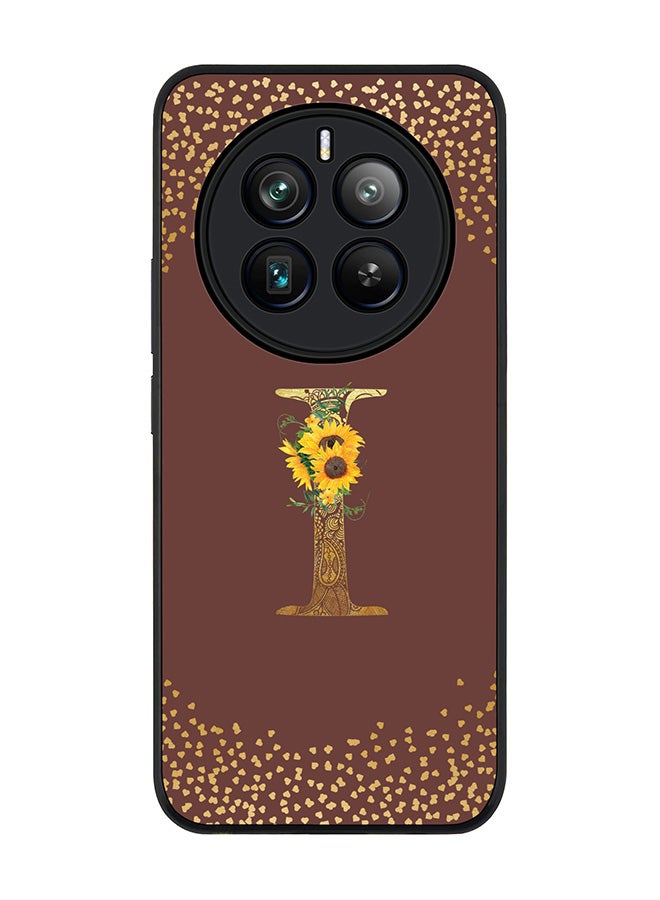 Stylizedd Rugged Black edge case for Realme 12 Pro / Realme 12 Pro Plus 5G, Custom Monogram Initial Letter Mandala Floral Pattern Alphabet-I (Brown ) - Image 1